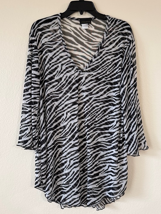 Vintage Other - Vintage y2k Black and White Zebra Print Swim mesh Coverup made in USA